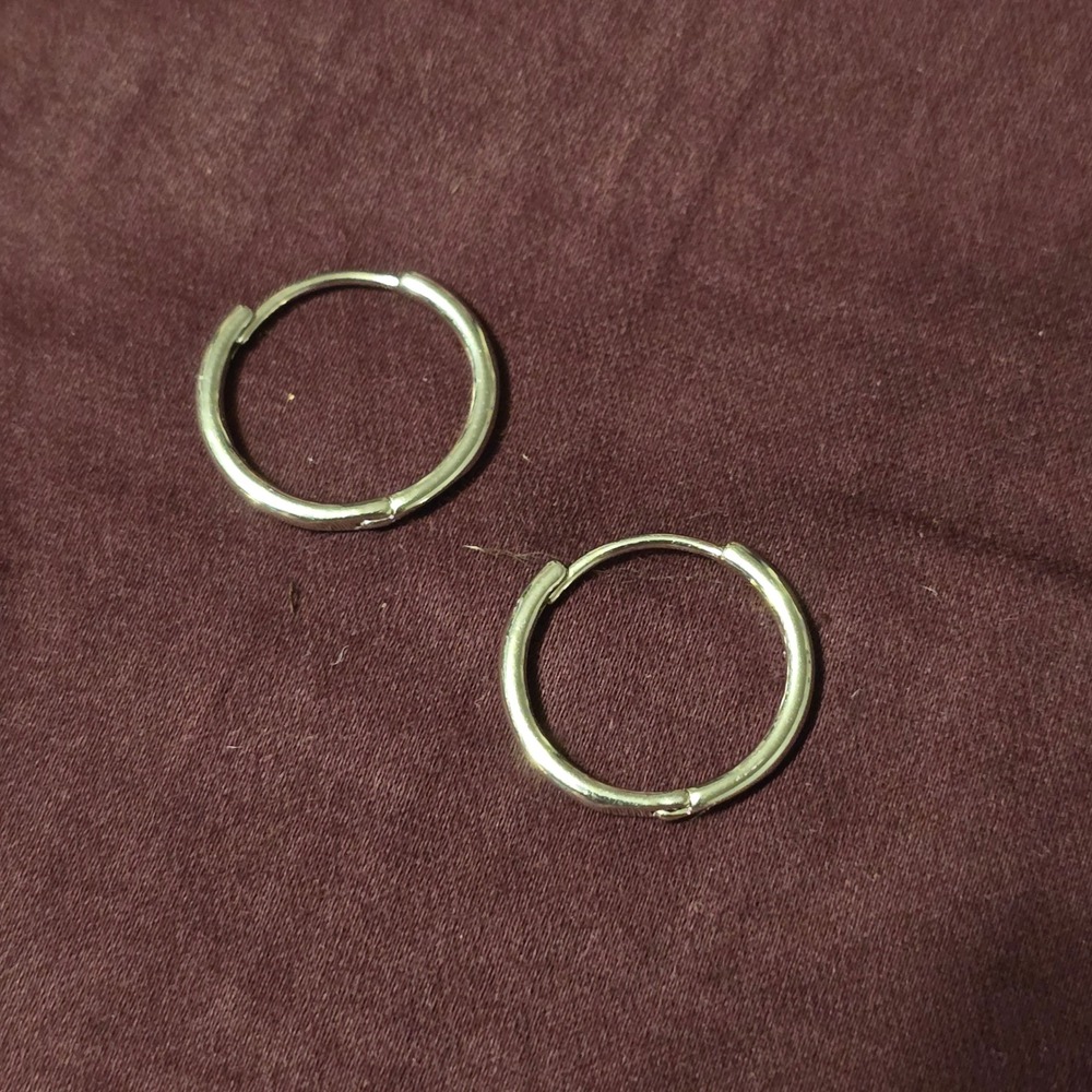 Jewelry 0.75" Hoop Earrings Unisex Silver Minimalist Polished Metal